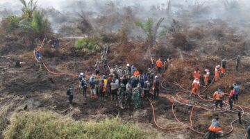 Cegah Api Meluas, Tim Gabungan Regional-2 Riau 1 PT. Agrinas Palma Nusantara Sigap dan Turut Serta Tangani Karhutla di Peringgan Kebun Banyu Bening Utama
